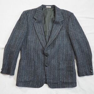 Vintage Harris Blue Tweed 100% Virgin Scottish wool Sports Coat blazer jacket